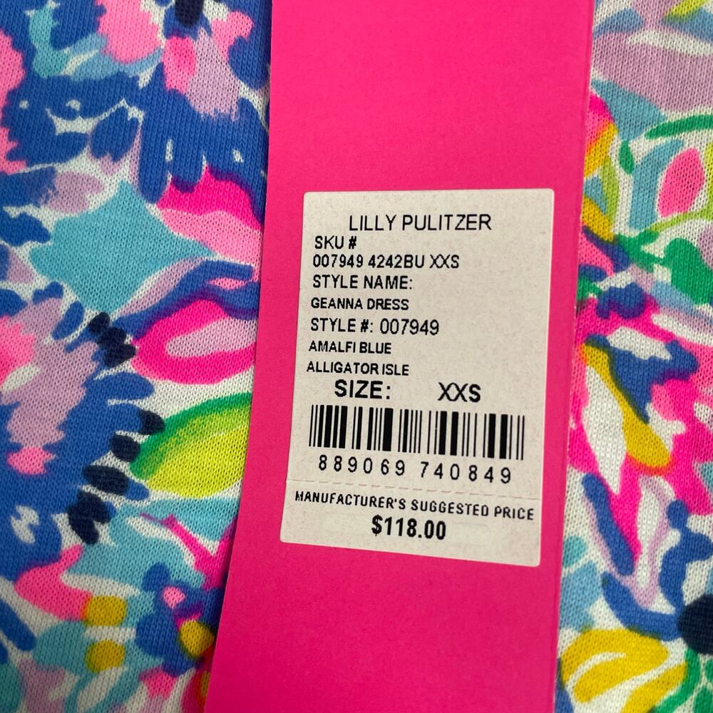 NWT Lilly Pulitzer Geanna Dress Amalfi Blue Alligator Isle Womens XXS - Picture 8 of 8